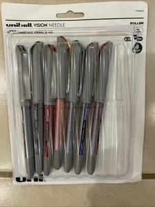 Qty 7 New uni-ball uniball Vision Needle Rollerball Pens Fine Point 0.7mm - Picture 1 of 2
