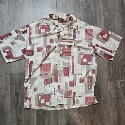 Monzini Collection Shirt Button Down Abstract Colorful Party Men's Size XL - Image 1 of 4