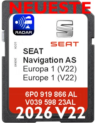 MAPA GPS NAVEGACIÓN TARJETA SD SEAT GEN2 MIB2 AS 6P0 2026 V22 RADAR LO ÚLTIMO