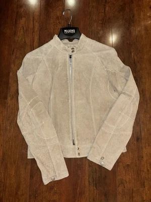 Chaqueta de moto Wilson’s de cuero beige claro tostado crema gamuza Máxima de cuero Foto 1 de 4