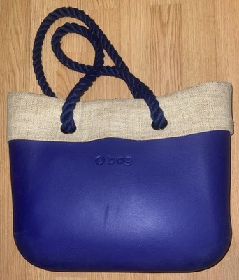 Women’s Italian Dark Blue Tote Bag - Rubber O BAG with Removable Liner Pouch - Image 1 of 4