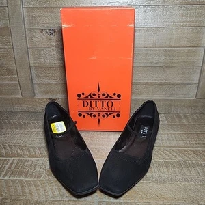 Ditto By VANELI Frappe Mary Jane Shoes Womens Size 8.5 M Black Suede Wedge Heel - Picture 1 of 16