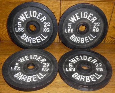 (4) Placas de peso Weider Barbell de 5 lb 2,2 kg - Agujero de 7 3/8" de diámetro de 1" de diámetro Foto 1 de 4