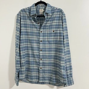 Faherty Legend Sweater Shirt Men Large Blue Plaid Pockets Soft Button Up Flannel - Picture 1 of 6