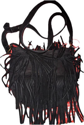 Bolso Bandolera Mossimo Flecos Imitación Cuero Negro Mediano Foto 1 de 4