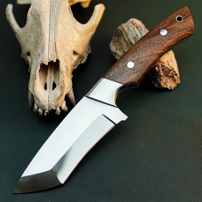 Gift-Ready 9.3" Damascus / Steel Knife Full Tang Hunt it Hunt + Leather Sheath - Image 1 of 4