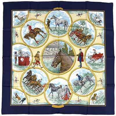 Hermès Carré 90 Scarf, Auteuil en Mai,  Silk, Blue, Multicolor - Photo 1/4