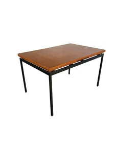 Vintage 60s Lübke Dining Table Extendable Wood & Steel Herbert Hirche-ära 3.RAI - Picture 1 of 7