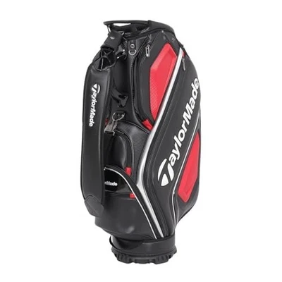 TaylorMade Austec Caddy Bag Homme 2025 Neuf Noir Rouge Cuir Synthétique... - Photo 1/4
