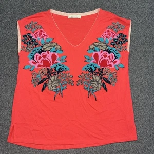 Damen Aldo Martins Blumen Strick Pullover Gr.L-XL Korallenrot Wollmischung - Bild 1 von 8