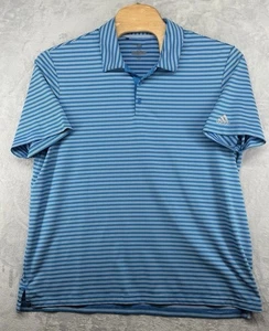 Polo de golf Adidas azul blanco a rayas rendimiento de golf para hombre talla 2XL - Imagen 1 de 5