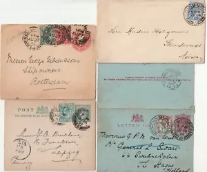 1902/05 4 x EDINBURGH EUROPE - 3 UPRATED POSTAL STATIONERY + 1 PERFIN SALVESEN - Picture 1 of 2