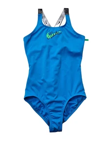 Nike Girl's Logo Tape Crossback One Piece Swimsuit Blue Size XL New - Picture 1 of 7