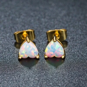 1.50 Ct Heart Cut Opal Solitaire Women's Stud Earring in 925 Sterling silver - Picture 1 of 5