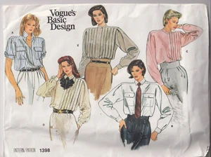 1398 VOGUE Basic Design - BLOUSE w Variations - Sz 12 B 34" - Picture 1 of 2