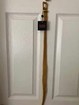 Cinturón Hobo International Color Mostaza Plisado Trenzado Bohemio Boho Moda M Foto 1 de 4