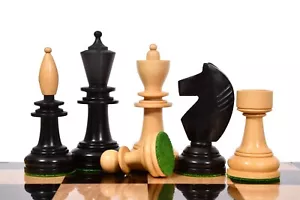 Reproduced Hungarian Chess Pieces in Ebonized Boxwood & Boxwood- 3.9 King - Picture 1 of 15