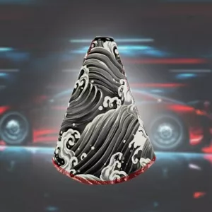 JDM Black Wave Blossom Sakura Shift Boot Cover Universal AT/MT Transmission - Picture 1 of 9