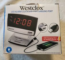 Westclox Alarm Clock LED Display Large Easy Read USB Charging Port Basic
