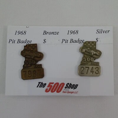 Indianápolis 500 1968 insignia de pozo bronce #7987 y plata #2743 ganador Bobby Our Foto 1 de 4
