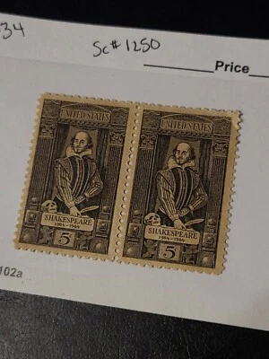 US Scott #1250, Block of 2 1964 Shakespeare 5c Unused Great Find  - #1634 - Image 1 of 2