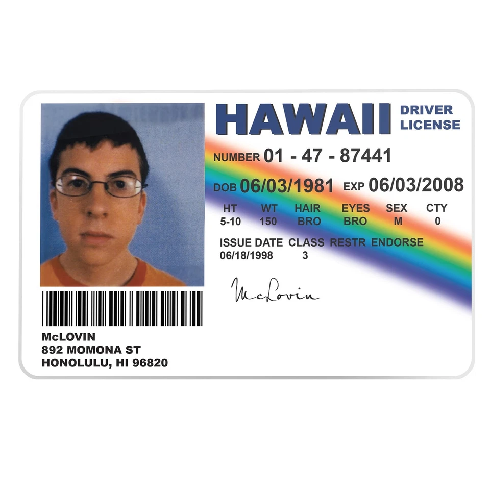 McLovin Superbad Novelty Driving License ID Card Replica (Film Prop) - FREEPOST - Image 1 of 2