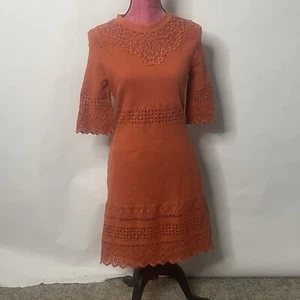 Vestido Anthropologie Aryessa Forrado Cremallera Boho Chic Algodón Manga Ojales Talla M - Imagen 1 de 13