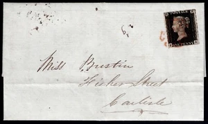 1840 1d Black Plate 8 FD London to Carlisle Contents Fine Used Cat. £1,000.00 - Picture 1 of 3