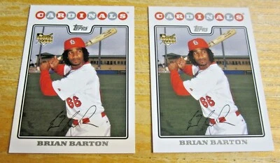Brian Barton Lot of 2 2008 Topps #363 ROOKIE Trading Cards MLB Cardinals - Image 1 of 2