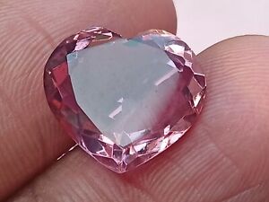 8 Ct AAA Peach Pink Topaz Facelet Special Cut Heart Shape Loose Topaz Stone I671