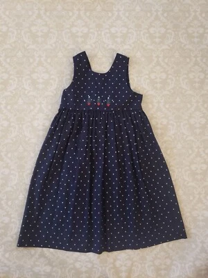 Hartstrings 6 Girl Navy Blue Embroidered Christmas Tree Jumper Dress - Image 1 of 4
