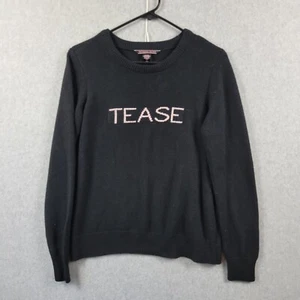 Victoria's Secret Tease Spellout Black Long Sleeve Knit Sweater Women's Medium - Picture 1 of 12