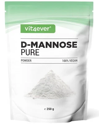 VIT4EVER D-manosa en polvo 250 g - 100 % puro / vegano y natural + cuchara dosificadora probada