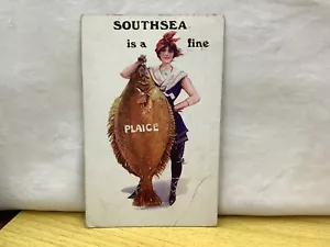 Southsea is a fine Plaice, Hampshire comedy Posted 1911 Wildt and Kray postcard - Picture 1 of 3