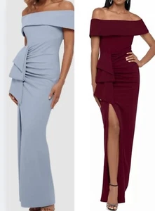 Xscape Women's Ruched Off the Shoulder Scuba Crepe Gown Size 12,14W $259 $249 - Picture 1 of 10