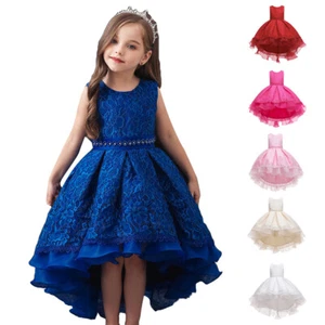 Flower Girls Dress Princess Party Pageant Wedding Christmas Prom Tulle Maxi Gown - Picture 1 of 68