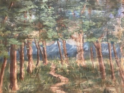 Peinture Huile Sur Toile 1950 Forêt Landes? Recto Verso Eglise Art A Identifier - Photo 1/4