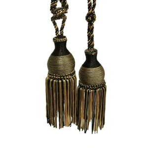 Par de cortinas de borla de oro negro 48 cm - Imagen 1 de 2