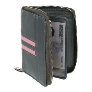 Womens Clutch Wallet Genuine Leather RFID Blocking Cardholder 5600 Grey/Pink - Picture 1 of 7
