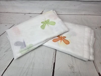 Painéis de cortina borboleta branca transparente vintage Ikea Kryp Slanda bolso de vara x 2 - Imagem 1 de 4