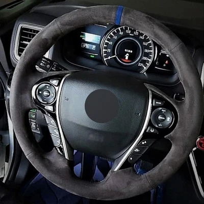 Cubierta de volante Alcantara envoltura de cuero genuino para HONDA CROSSTOUR 2013-15 Foto 1 de 4