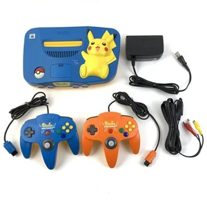 Pikachu Edition Nintendo 64 Pokemon Blue & Yellow Console NUS-101 As Is 9866 HJ - Picture 1 of 10