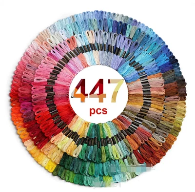50/100/150/200/447pcs Multicolor Cotton Embroidery Floss Skein Thread Set - NEW - Image 1 of 4