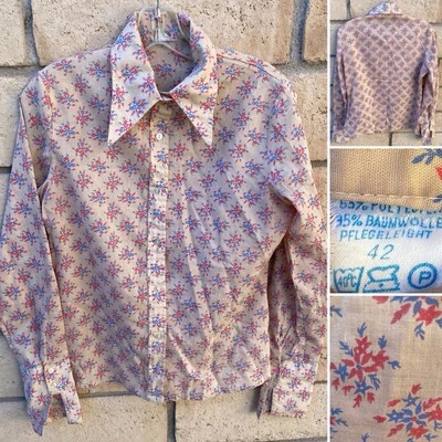 Vintage Floral Shirt Top Blouse Thin Hippie Boho Cowgirl 60s 70s Size 42 - Image 1 of 4