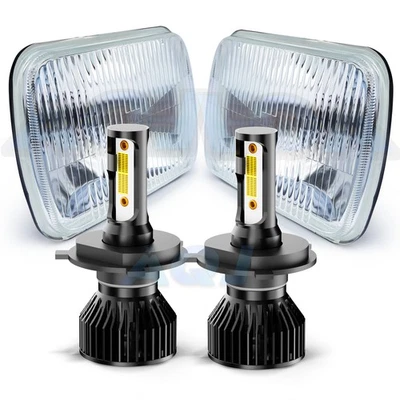 Fit Chevrolet C10 C20 C30 1981-1986 Pair 7x6" LED Headlights Hi/Low Lamps 6000K - Image 1 of 4