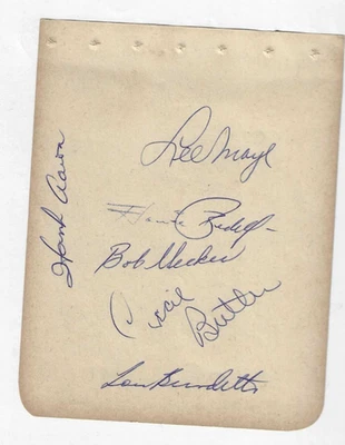 Hank Aaron Bob Uecker Milwaukee Braves Baseball Autographed 1962 Album Page JSA - Image 1 of 2