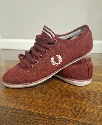 Fred Perry Kingston саржи кроссовки темно-бордовый бордовый красный размер 7 EUC - Изображение 1 из 4