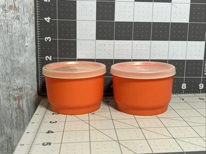 Vintage Tupperware Small Snack Cup 1229 w/Lid 297 - Orange - Picture 1 of 5