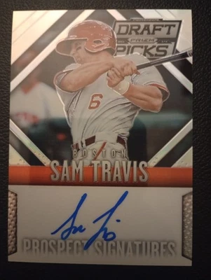 2014 Prizm Draft Picks Sam Travis AUTOGRAPH Red Sox - Image 1 of 2