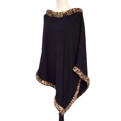 Poncho Top Mujer Mezcla Seda Borde Leopardo Talla Única Foto 1 de 4